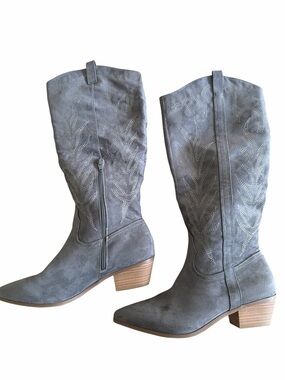 Universal Thread Grey Suede Western Knee-High Boots
